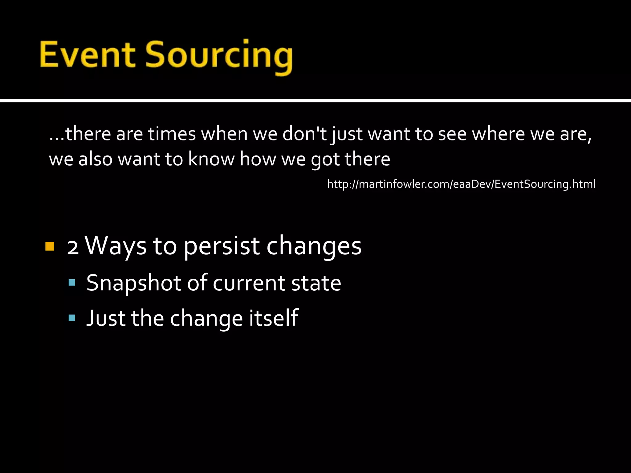 CQRS Meets DDDBut it doesn’t have toCore domain, supporting domainsNeed not be everywhere, some can be transaction script with Anaemic objectsUbiquitous language can lead to a clean interfaceOrganising by aggregate root can make for simpler persistenceDomain object should never be put in an invalid state!