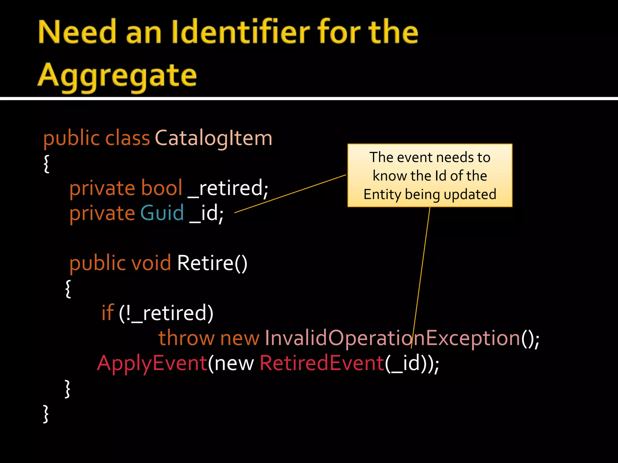 Intentful UICaptures IntentAligns with commandsWant to know WHY something changed, not just that it didDecide on an appropriate level of granularity, what’s important to your client/business?Customer address changedOrCustomer moved houseOrCustomer’s address was incorrect