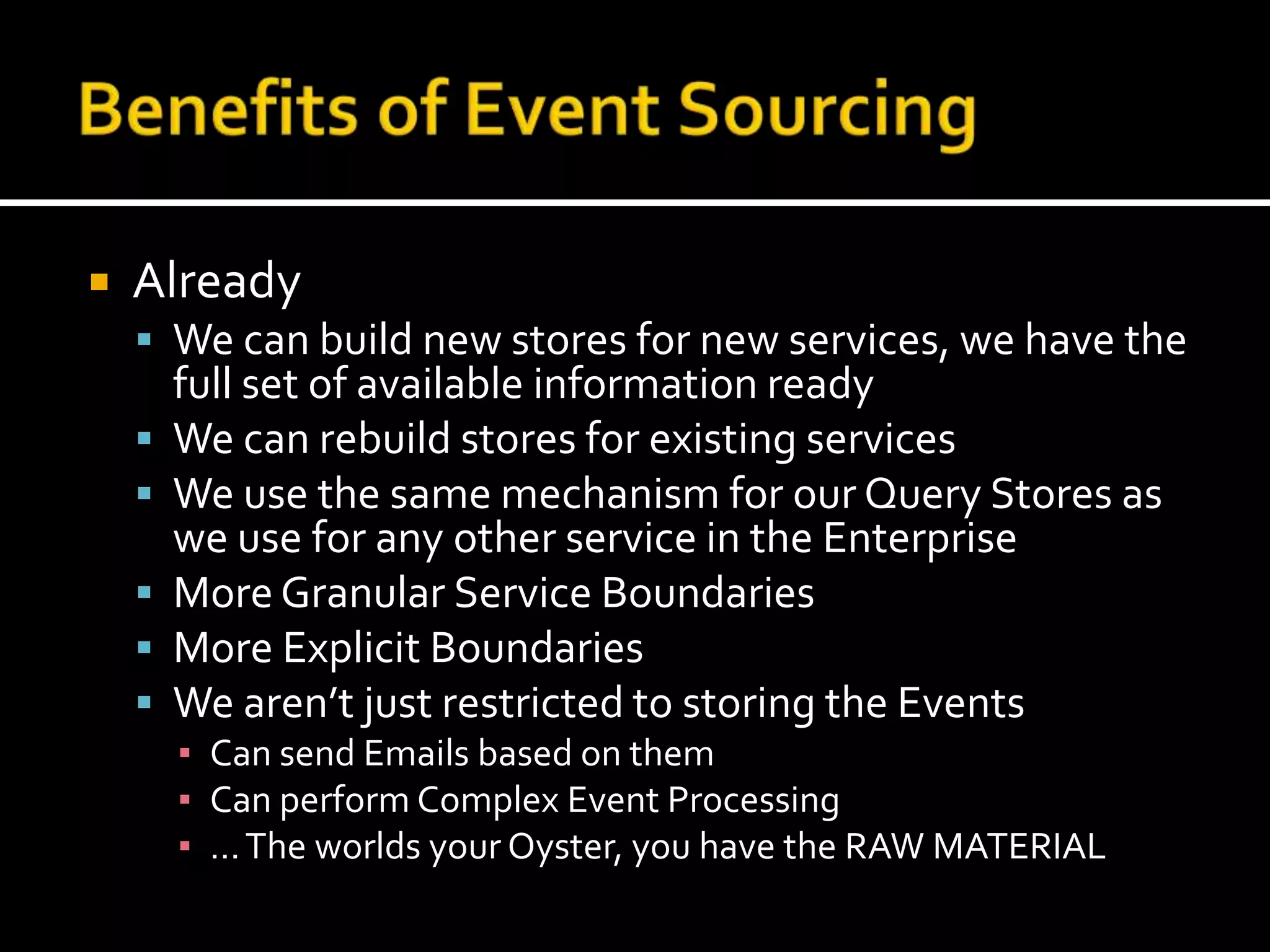 Create the Event Typepublic classEvent { }Would want to move the AggregateId into this base class