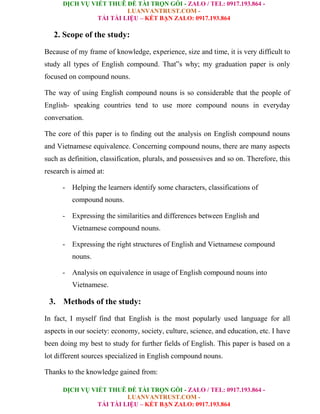 An Investigation Into Analysis English Compound Nouns And Vietnamese ...