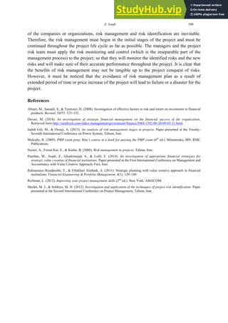 An Investigation Of Risk Management Strategies In Projects | PDF