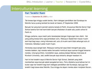 BALL Introduction  |  Learner  |  Teacher   |  Researcher  |  Crystal BALL Intercultural learning 