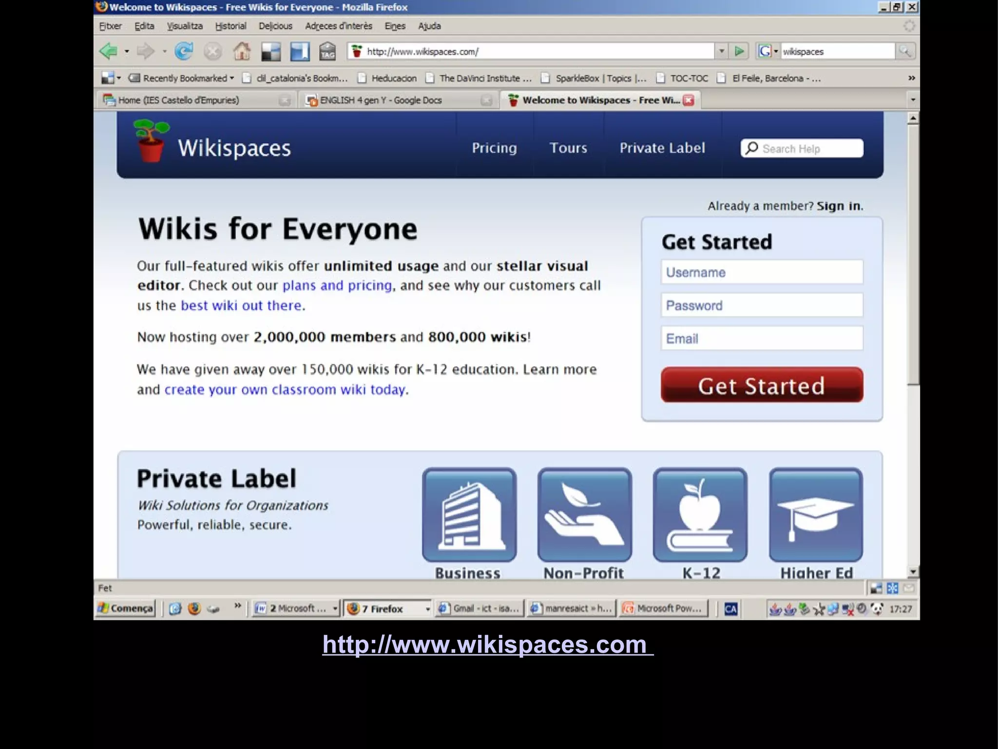 http://www.wikispaces.com   