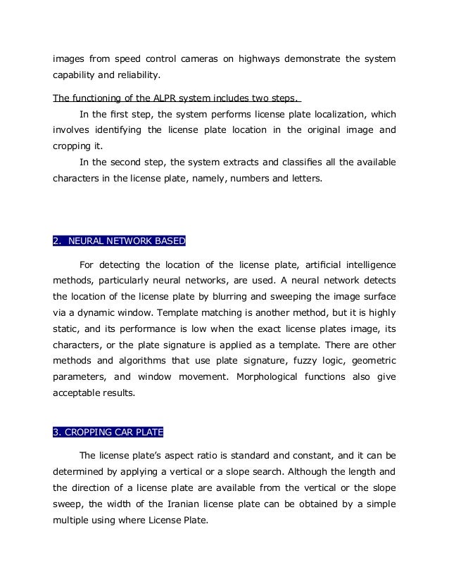 Automatic recognition of a car license plate using color image processing pdf