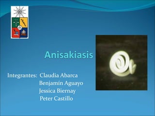 Integrantes: Claudia Abarca
             Benjamín Aguayo
             Jessica Biernay
             Peter Castillo
 