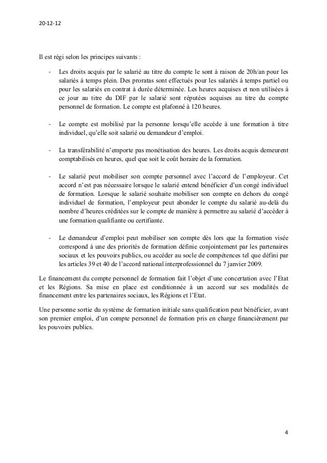 Projet d'accord national interprofessionnel sur la 