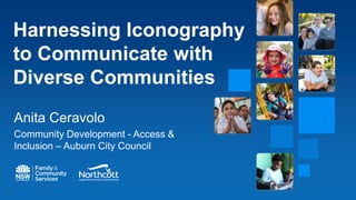 Harnessing Iconography
to Communicate with
Diverse Communities
Anita Ceravolo
Community Development - Access &
Inclusion – Auburn City Council
 