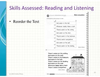 Skills Assessed: Reading and Listening
• Reorder the Text

23
(c) 2013 Anita Chiou

 