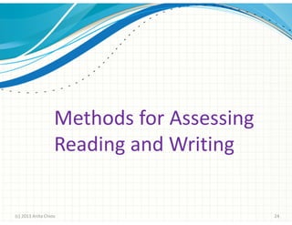 Methods for Assessing
Reading and Writing

(c) 2013 Anita Chiou

24

 