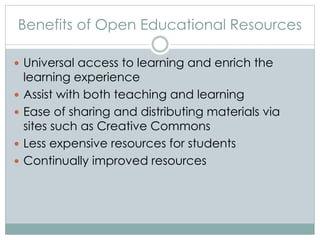 Open Educational Resources and Open Education | PPTX