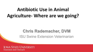 Antibiotic Use in Animal
Agriculture- Where are we going?
Chris Rademacher, DVM
ISU Swine Extension Veterinarian
 
