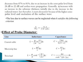 •The loss due to surface waves can be neglected when h satisfies the following
criterion
•Effect of Probe Diameter:
 