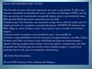 Aniversário rafael parabéns