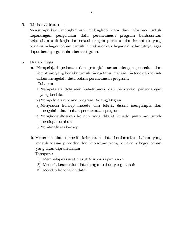 Anjab Jfu Pengumpul Pengolah Data Bahan Perencanaan Program