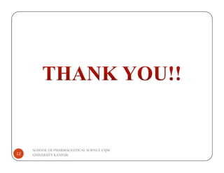 SCHOOL OF PHARMACEUTICAL SCIENCE CSJM
UNIVERSITY KANPUR
12
 