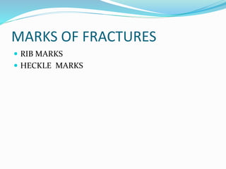 MARKS OF FRACTURES
 RIB MARKS
 HECKLE MARKS
 