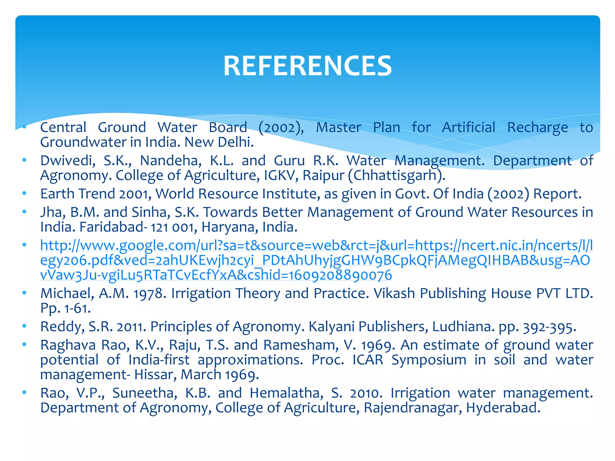 water Resources of India - By Anjali Patel mam (IGKV Raipur, C.G) | PPTX