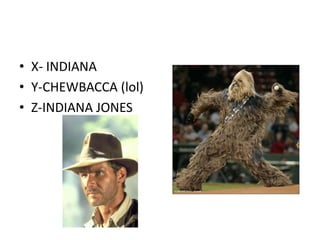 X- INDIANAY-CHEWBACCA (lol)Z-INDIANA JONES