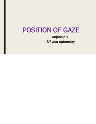 POSITION OF GAZE
Anjana p.k
3rd year optometry
 