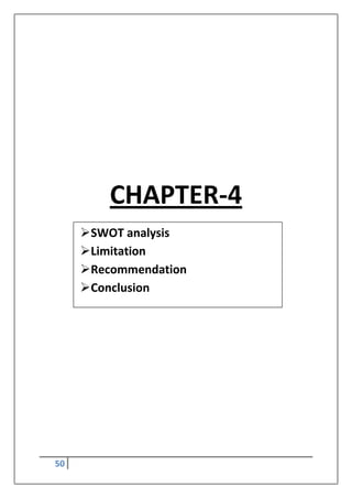 50
CHAPTER-4
SWOT analysis
Limitation
Recommendation
Conclusion
 