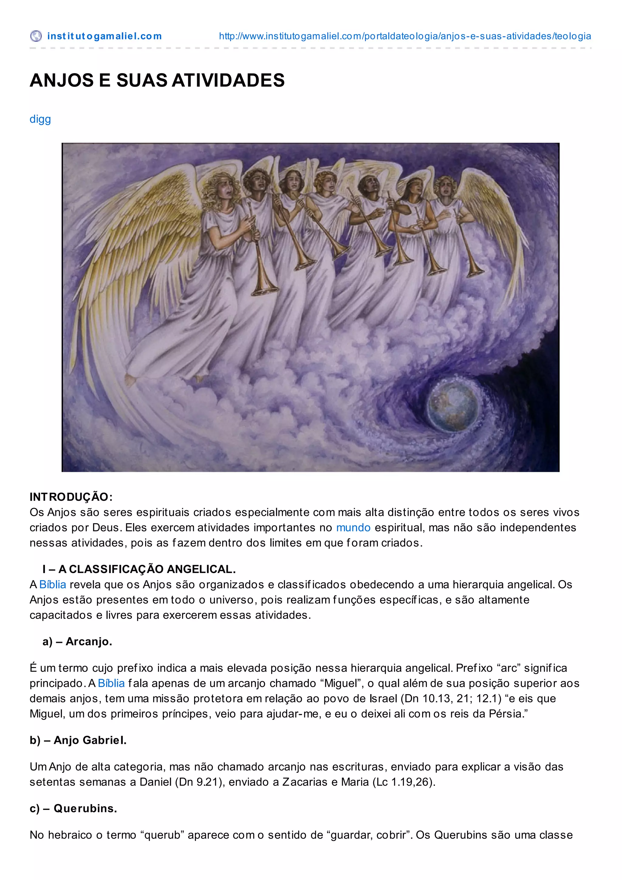 Anjos e suas atividades | PDF