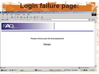 Login failure page:
 