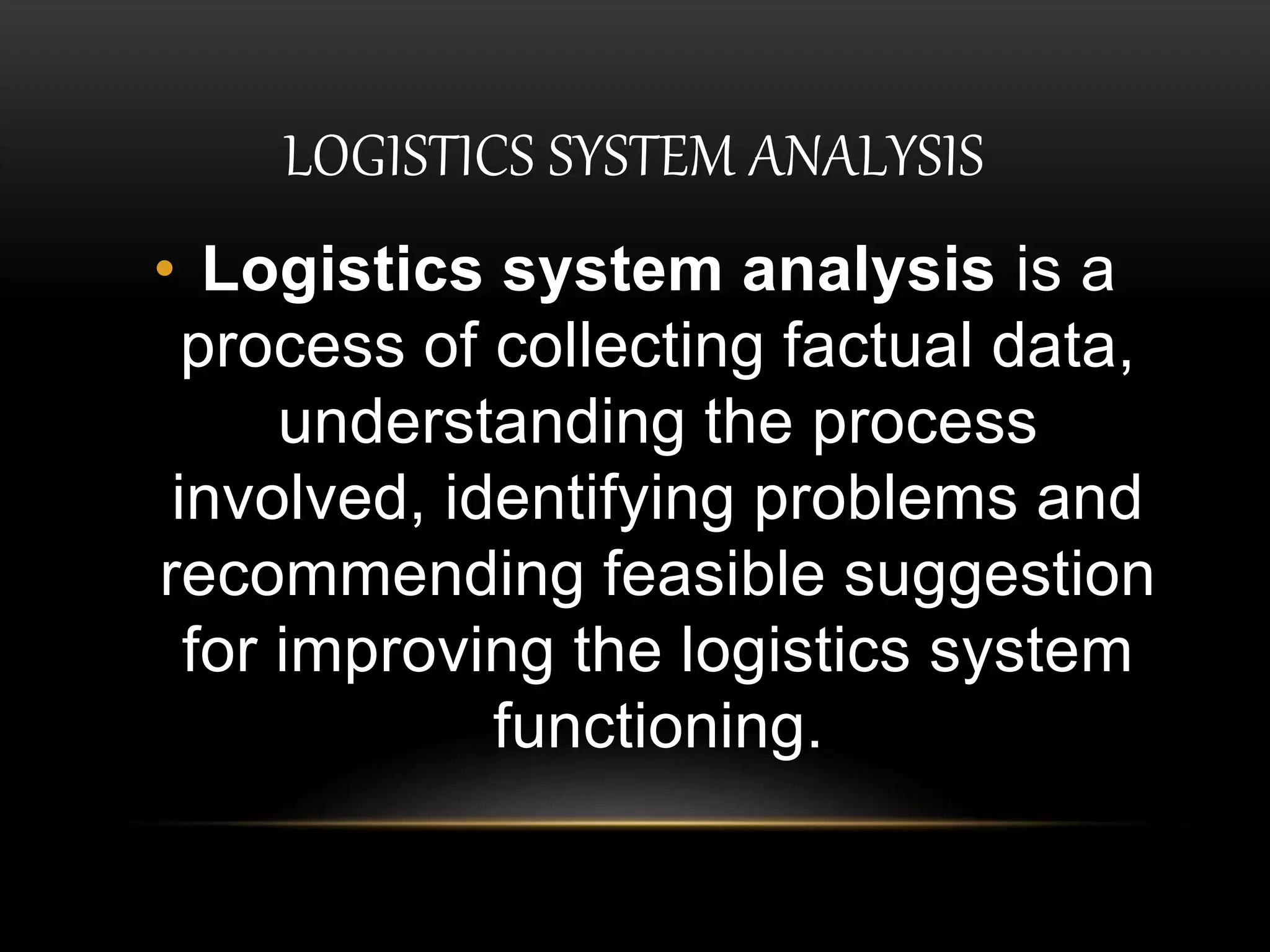 logistics system analysis and design