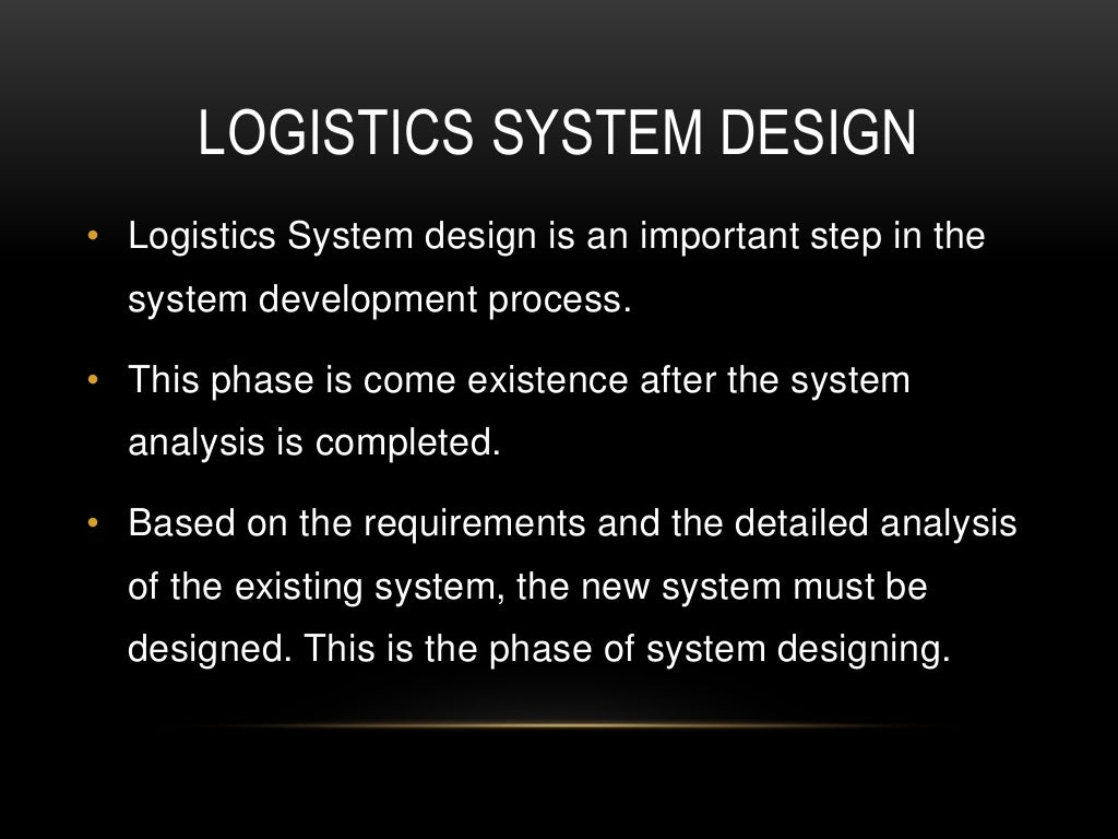 logistics system analysis and design
