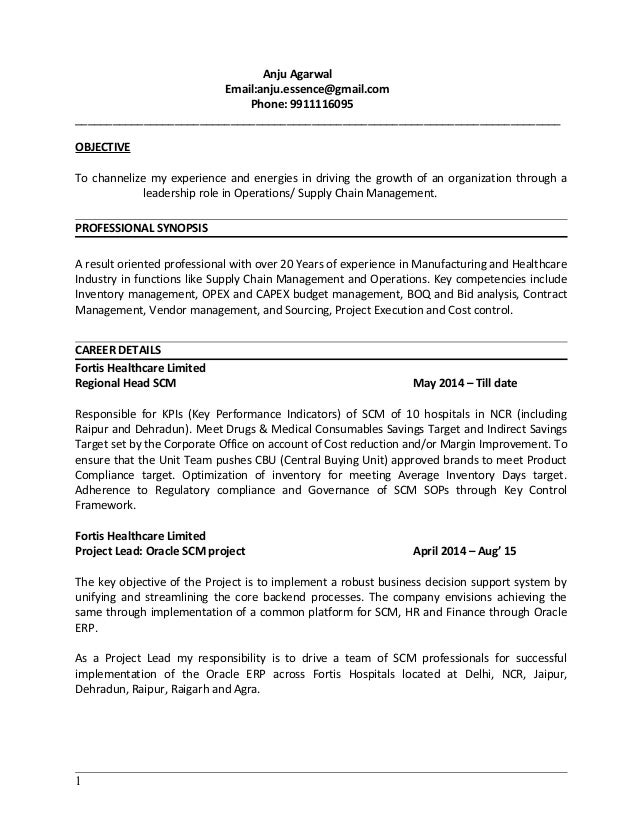 anju agarwal resume regional head resume