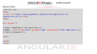 ANGULARJS Web apps:- sample program
Source Code :-
 