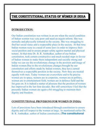 THE CONSTITUTIONAL STATUS OF WOMEN IN INDIA | PDF