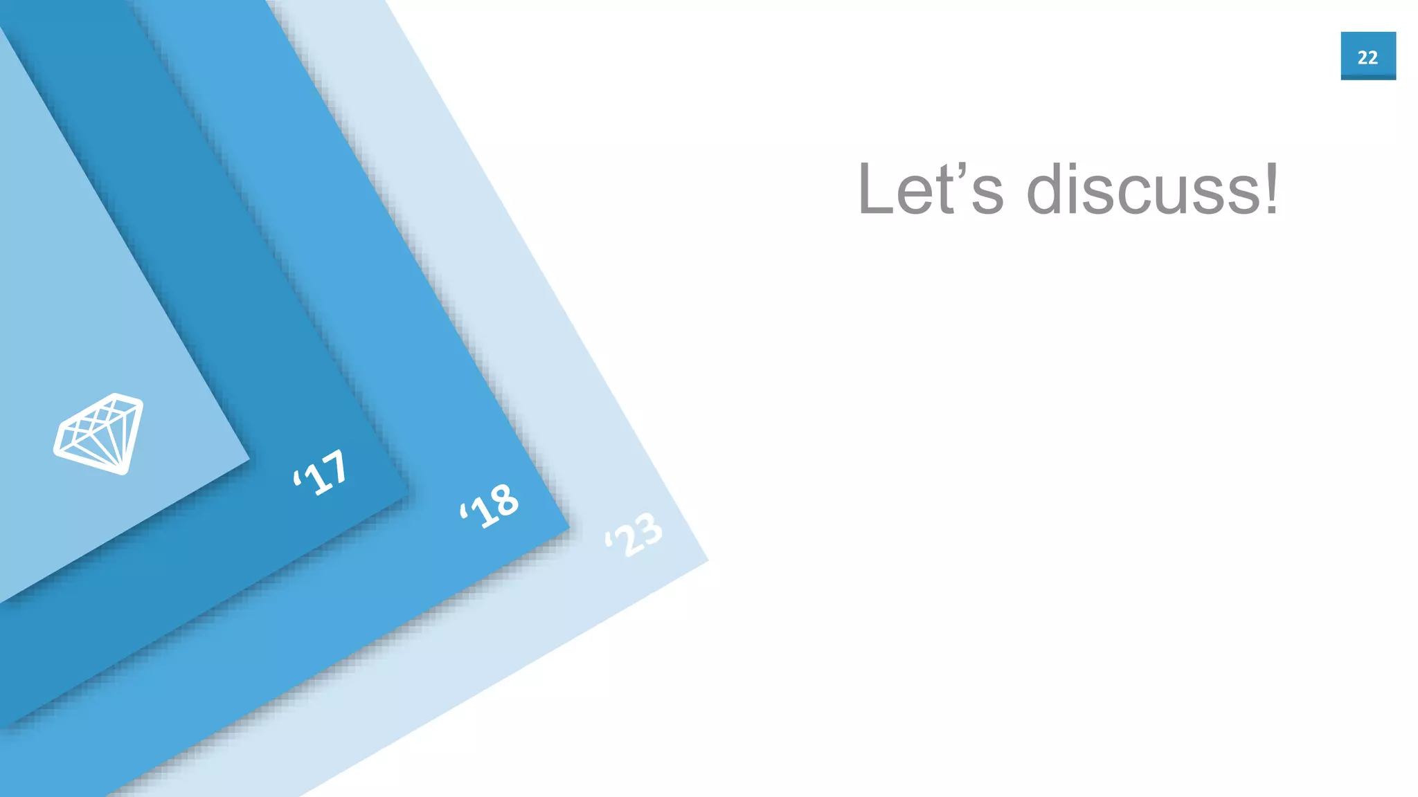 22
Let’s discuss!
 