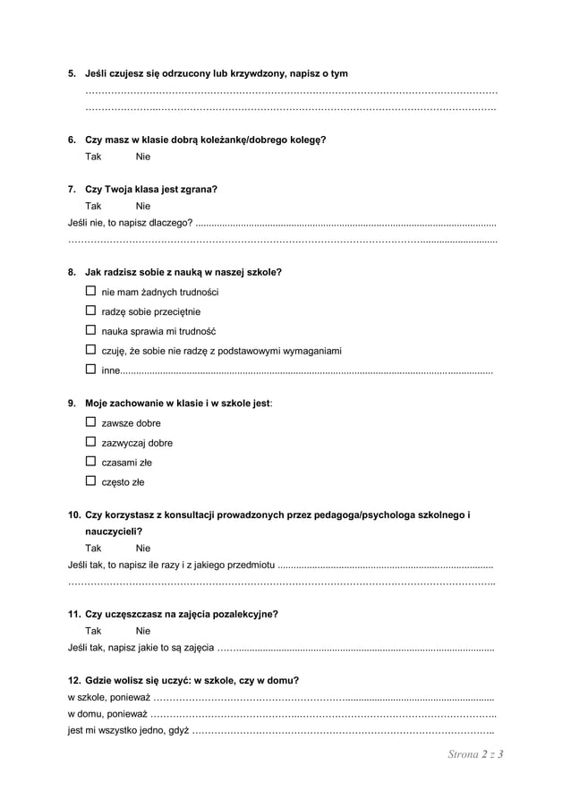 Ankieta dotyczaca-adaptacji-ucznia-w-nowej-szkole | PDF