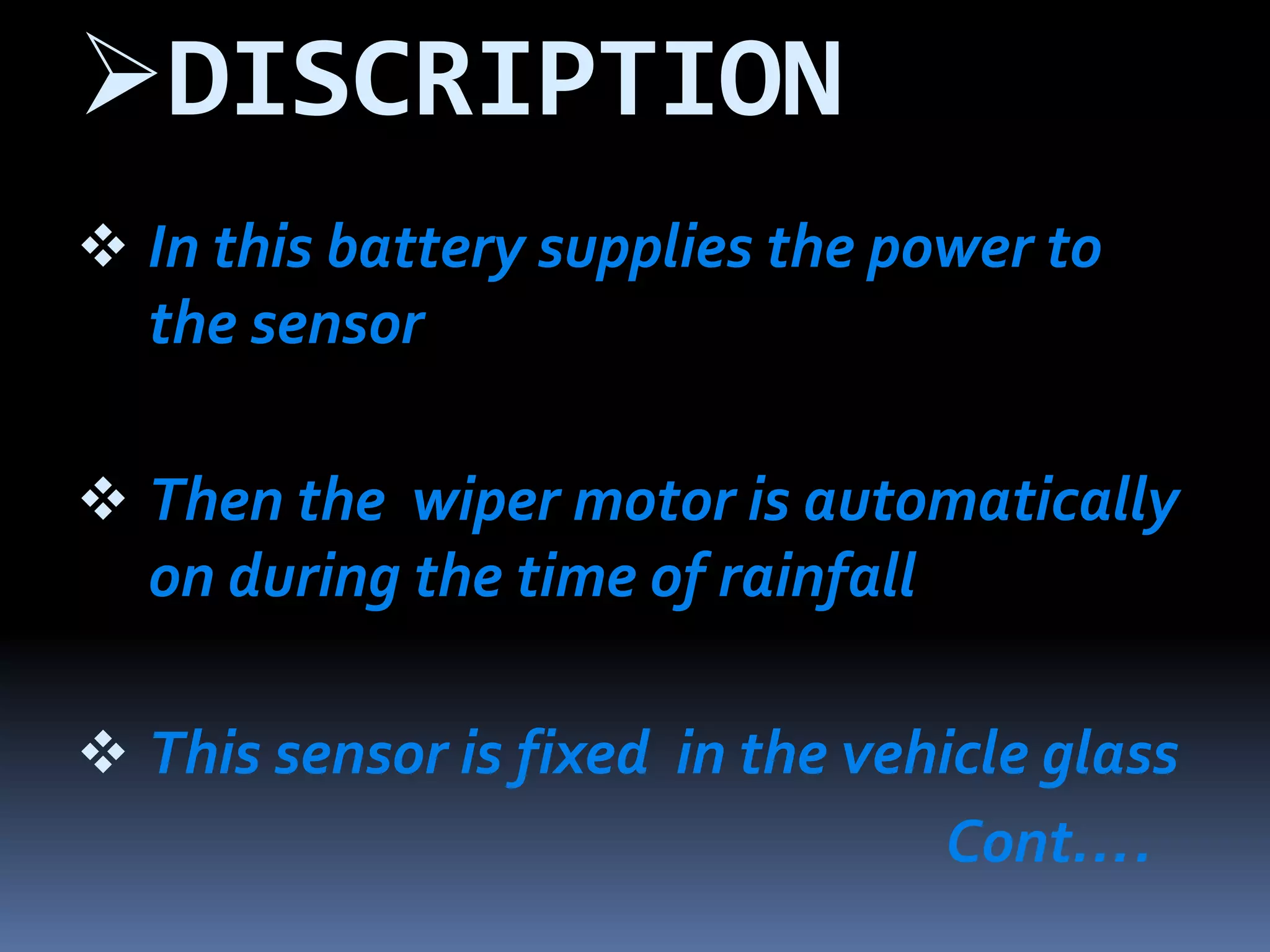 automatic Rain sensing windshield wiper ppt PPT