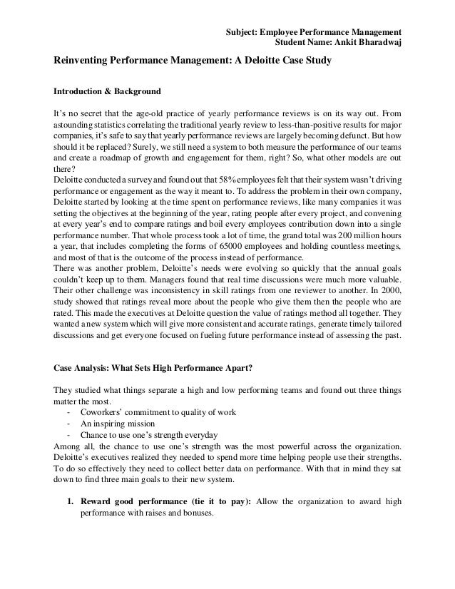 Reinventing Performance Management A Deloitte Case Study