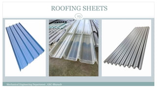 ROOFING SHEETS
23
Mechanical Engineering Department , GEC-Bharuch
 