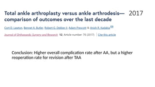 2017
Conclusion: Higher overall complication rate after AA, but a higher
reoperation rate for revision after TAA
 