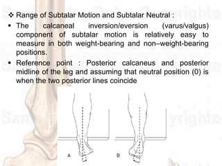 Weight-Bearing Hindfoot Supination and
Transverse Tarsal Joint Motion :
 Lateral rotatory force on the leg will create s...