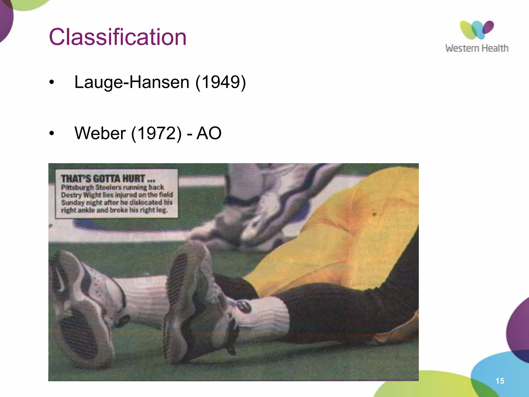 15
Classification
• Lauge-Hansen (1949)
• Weber (1972) - AO
 