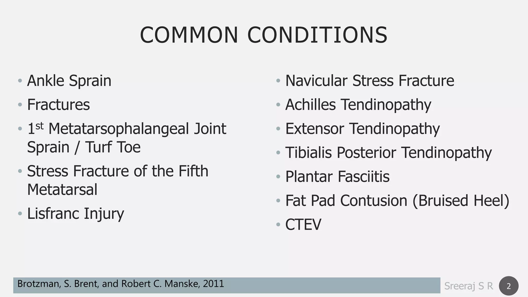 Ankle & Foot Physiotherapy Management SRS | PPTX