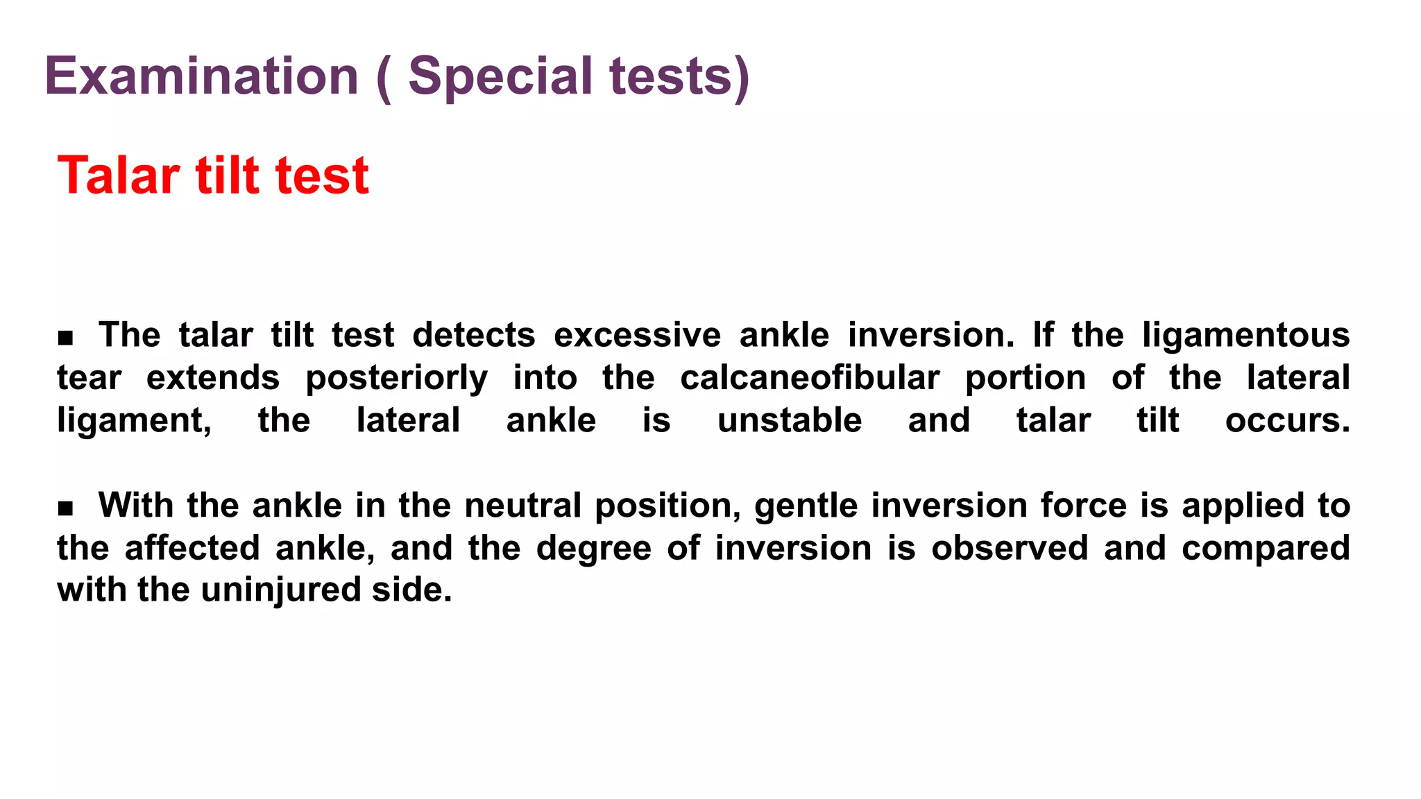 Talar Test Ankle sprain | PPT
