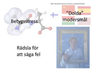 Bilder: Wikimedia Commons och Rasmus Lundberg (Elevlyftet)
Betygsstress
Rädsla för
att säga fel
”Dolda”
modersmål
 