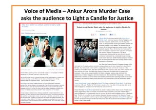 Voice of Media – Ankur Arora Murder Case
asks the audience to Light a Candle for Justice
 