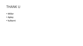 THANK U
• Miller
• Apley
• kulkarni
 