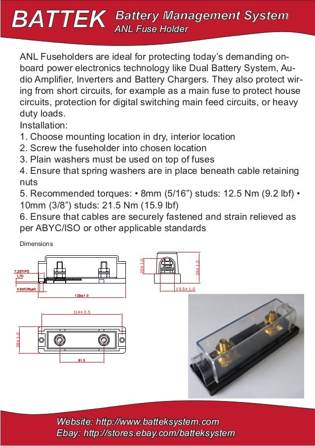 BATTEK ANL Fuse Holder Specification