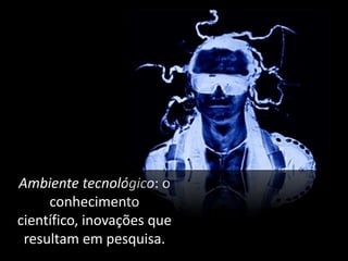 Anos 1960 – 70:

Ambiente tecnológico: o
conhecimento
científico, inovações que
resultam em pesquisa.

 