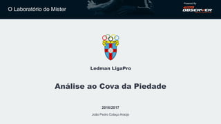O Laboratório do Mister
Powered By
Ledman LigaPro
Análise ao Cova da Piedade
2016/2017
João Pedro Colaço Araújo
 