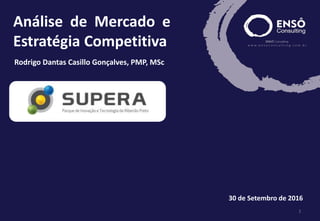 30 de Setembro de 2016
Análise de Mercado e
Estratégia Competitiva
1
Rodrigo Dantas Casillo Gonçalves, PMP, MSc
 