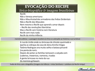 EVOCAÇÃO DO RECIFE
            lírico-biográfico & imagens brasileiras
             Recife
             Não a Veneza ameri...