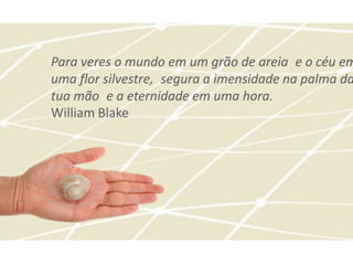 Para veres o mundo em um grão de areia e o céu em
uma flor silvestre, segura a imensidade na palma da
tua mão e a eternidade em uma hora.  
William Blake
 